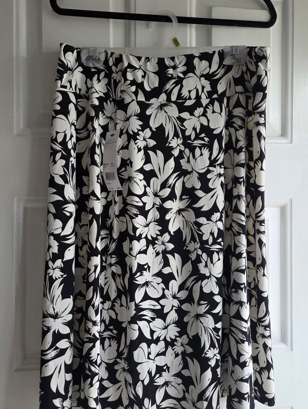 Black & White Floral A-Line Skirt